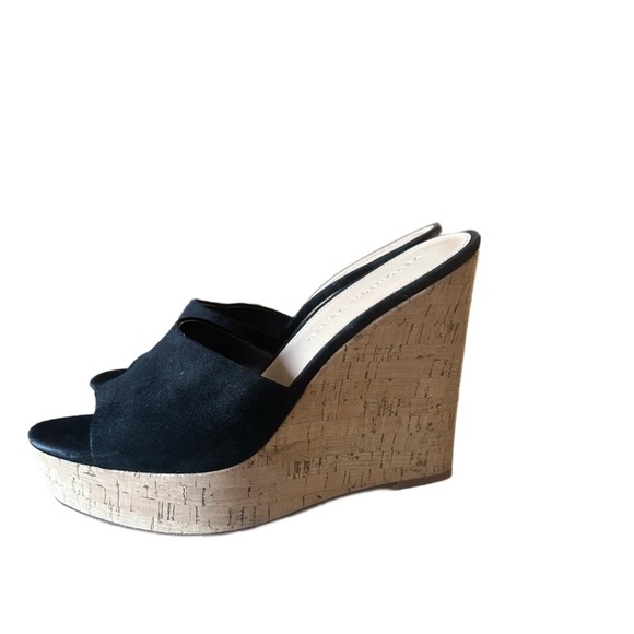 Veronica Beard Suede Cork Wedge Heel Mules - Picture 4 of 11